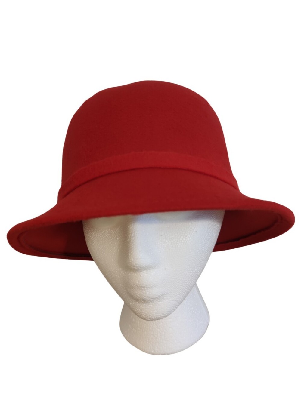 Red Cloche Hat With Flower Accent